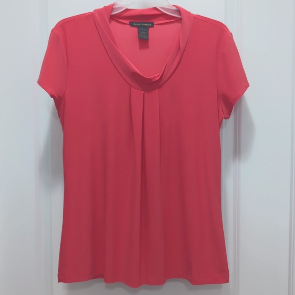 Coral capped sleeve blouse